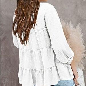 Anthropologie Blu Pepper White Swiss Dot Blouse